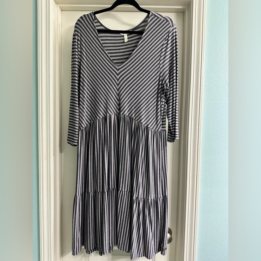 Matilda Jane gray striped dress size XL